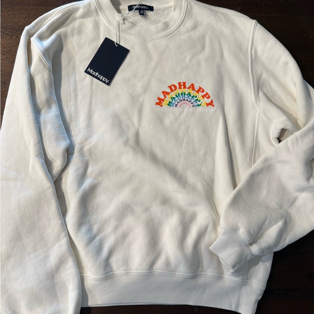 Madhappy White Crewneck with Colorful Logo